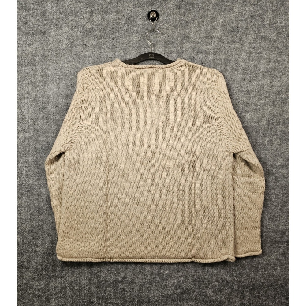 J.jill Embroidered Roll Neck/Hem Sweater Women's Size Medium Linen/Cotton Beige - Picture 2 of 4